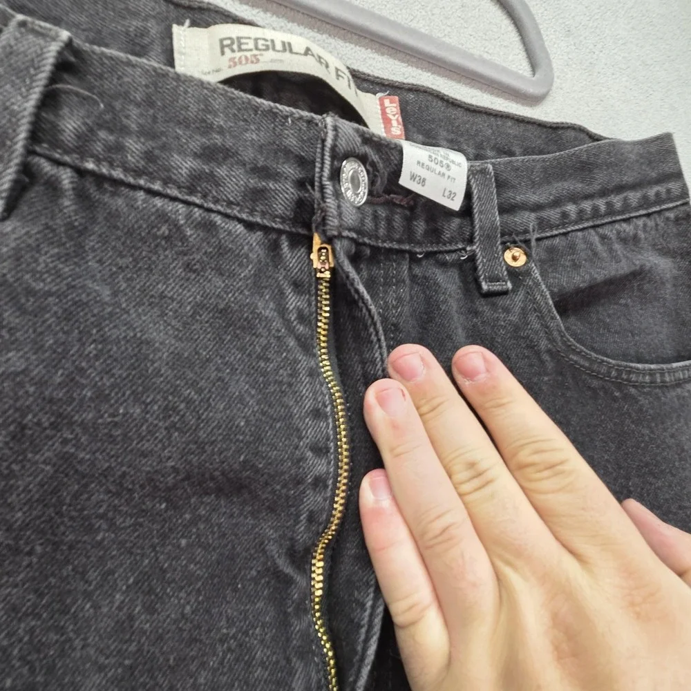 Levis‎ 505 Jeans Mens Black Regular Straight Zip Fly Fits 32x30